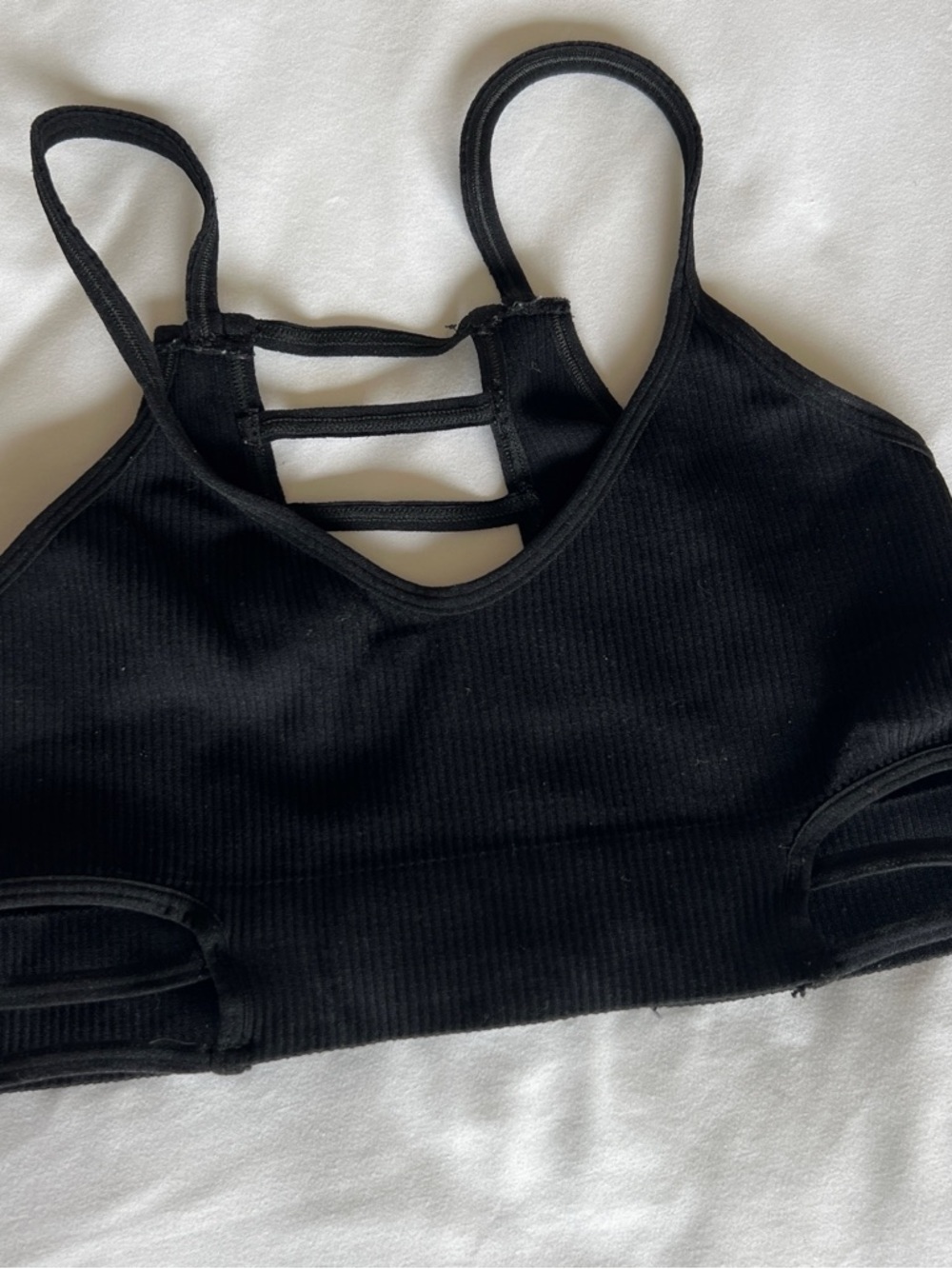 Urban Outfitters Black Ribbed Strappy Crop Top